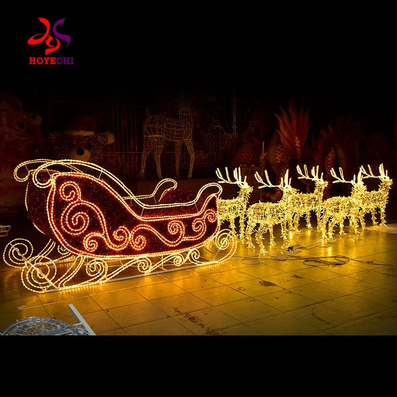 Christmas Deer With Cart LED Light Sculpture For Garden And Yard Decor